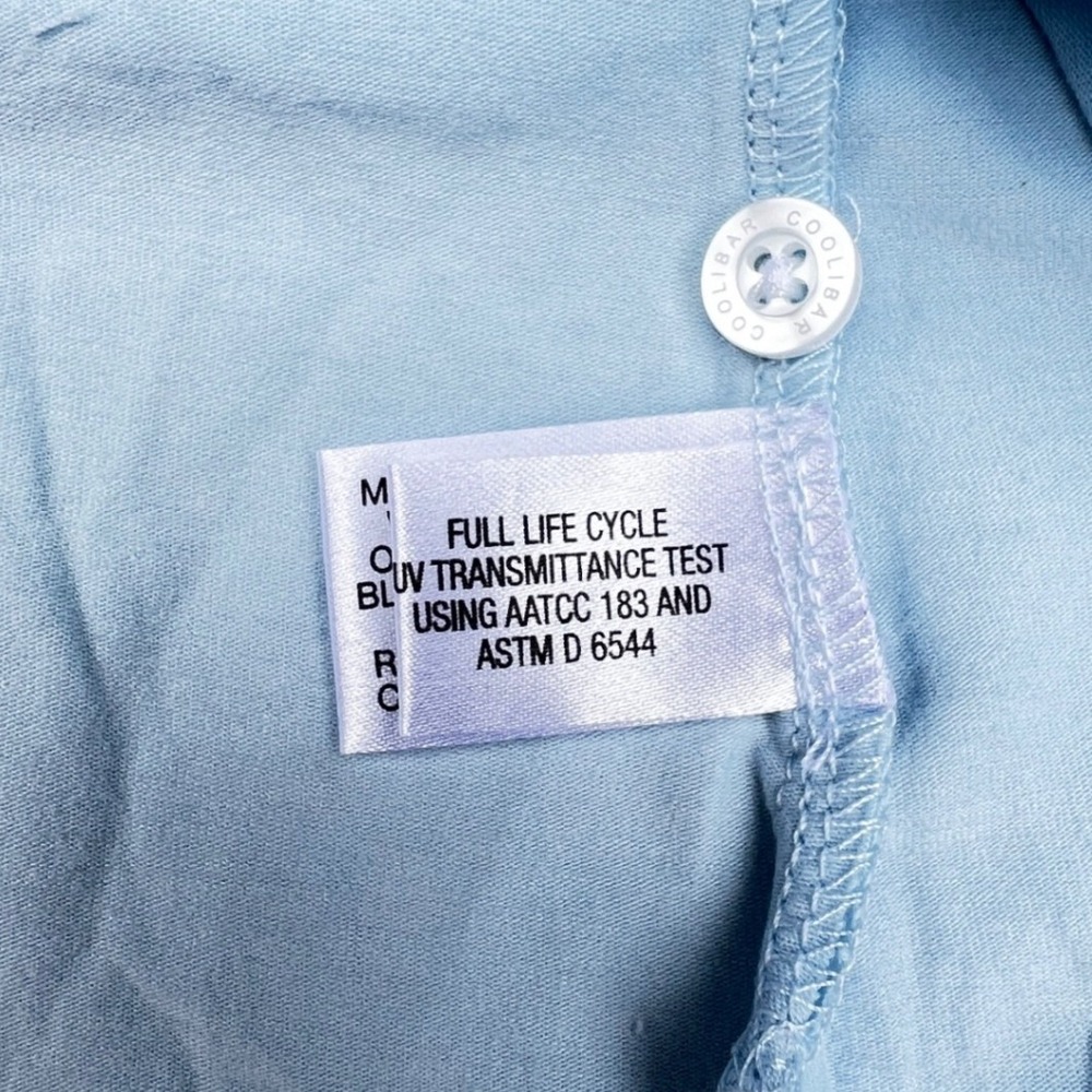 NWT Coolibar Womens Lg Light Blue UPF 50+ Sun Protection Polo Shirt Short Sleeve - Picture 7 of 7
